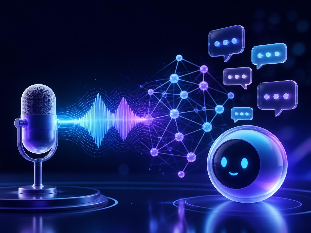 URA Inteligente com IA da Vozio — waveform de voz, rede neural e bot de atendimento